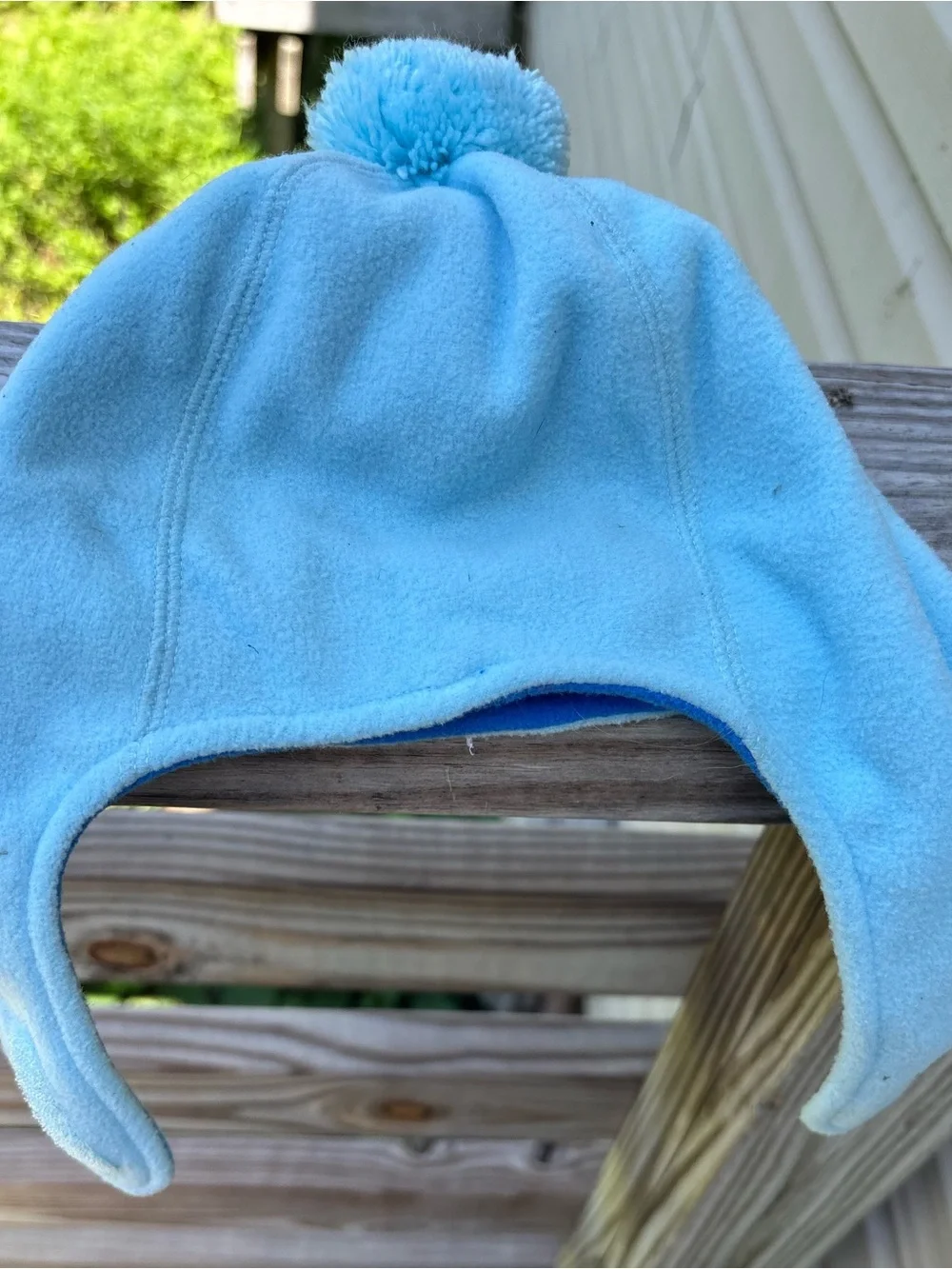 The North Face Kids Light Blue Pom Fleece Beanie